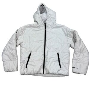 Nike Jacket Mens Small White Therma FIT Hooded Puffer Padded Lightweight Coat